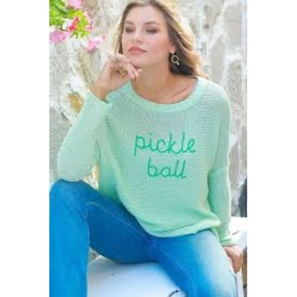 Wooden Ships Pickleball Crew Cotton Sweater Mojito Seagreen ML‎ NWT mint